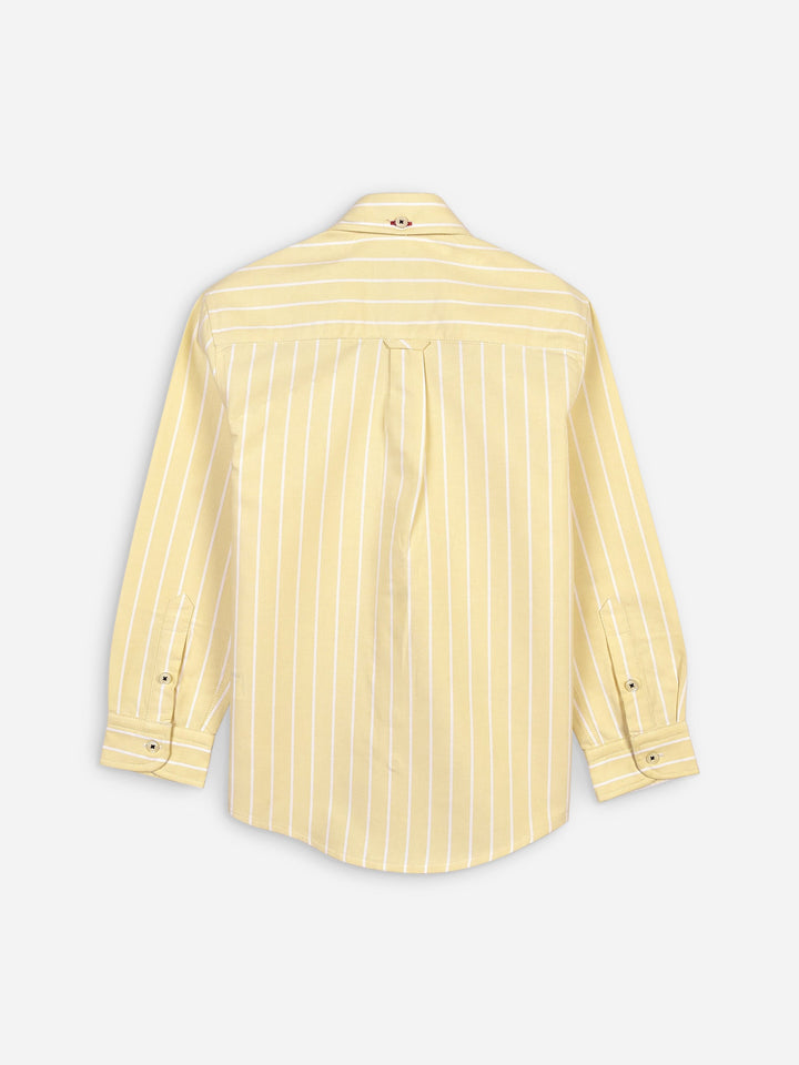 Yellow Oxford Striped Long Sleeve Casual Shirt Brumano Pakistan