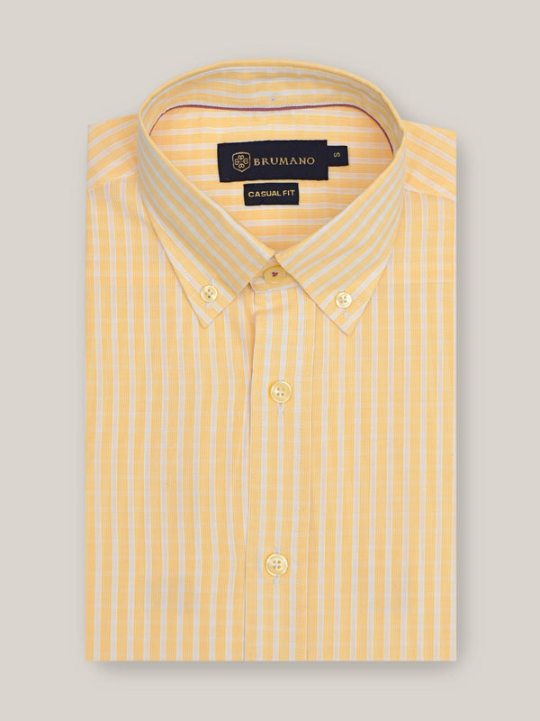 Yellow Striped Light Weight Button Down Shirt Brumano Pakistan