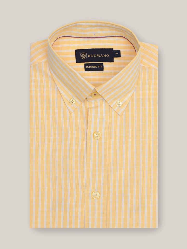 Yellow Striped Light Weight Button Down Shirt Brumano Pakistan