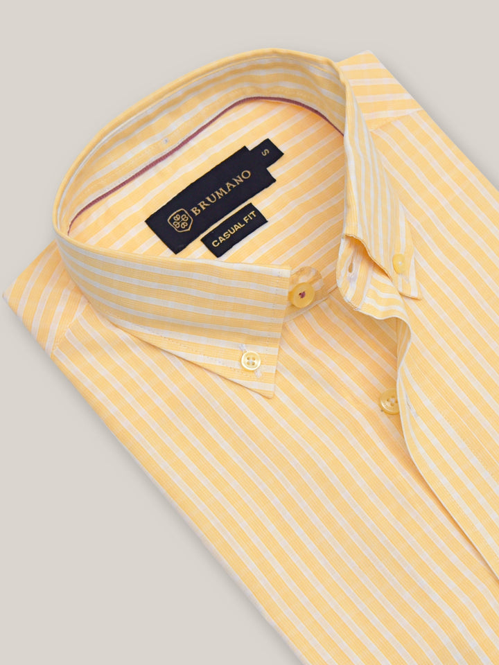 Yellow Striped Light Weight Button Down Shirt Brumano Pakistan