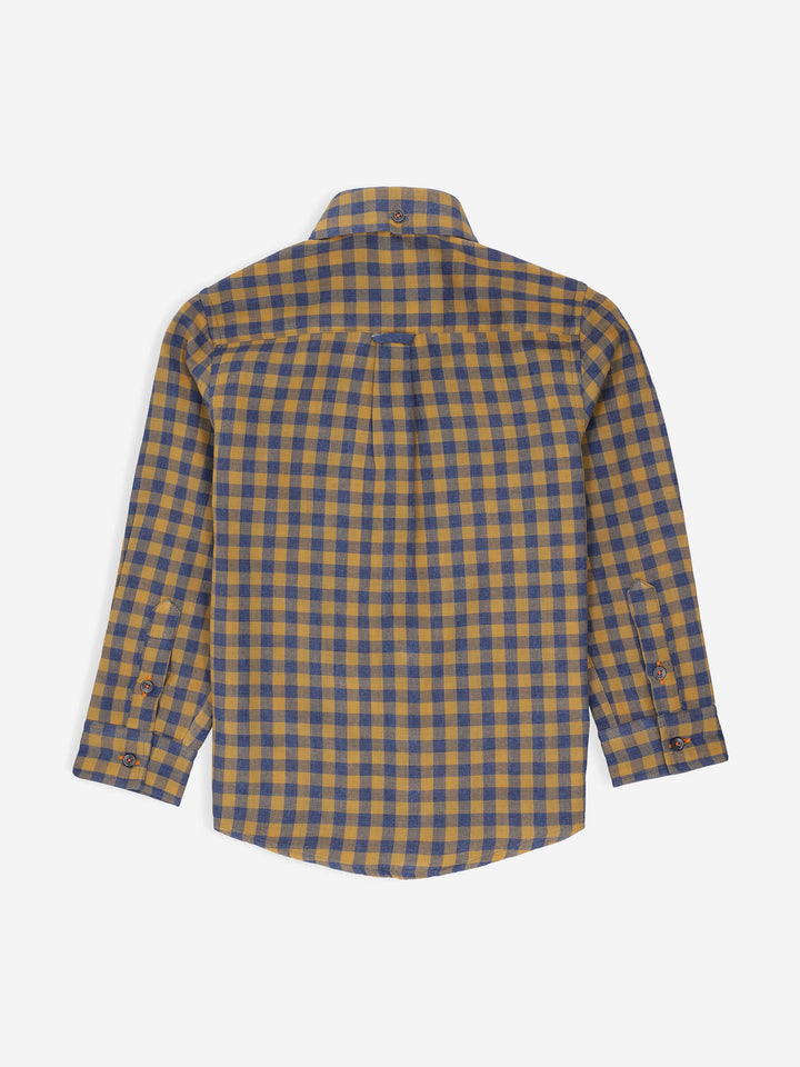 Yellow & Blue Gingham Casual Shirt Brumano Pakistan