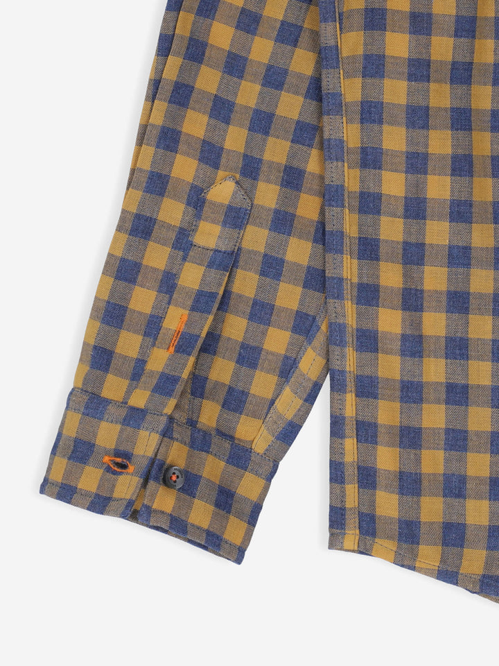 Yellow & Blue Gingham Casual Shirt Brumano Pakistan