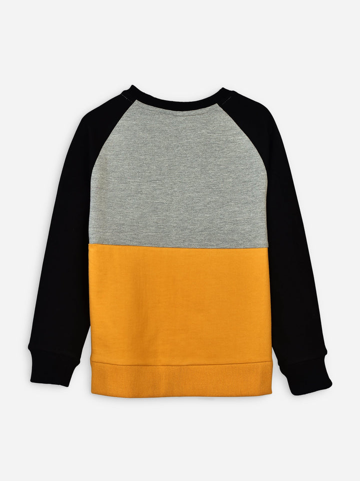 Yellow & Grey Raglan Sleeves Casual Sweatshirt Brumano Pakistan