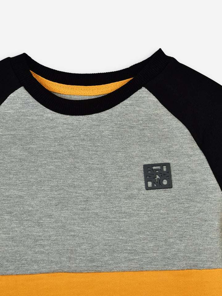 Yellow & Grey Raglan Sleeves Casual Sweatshirt Brumano Pakistan