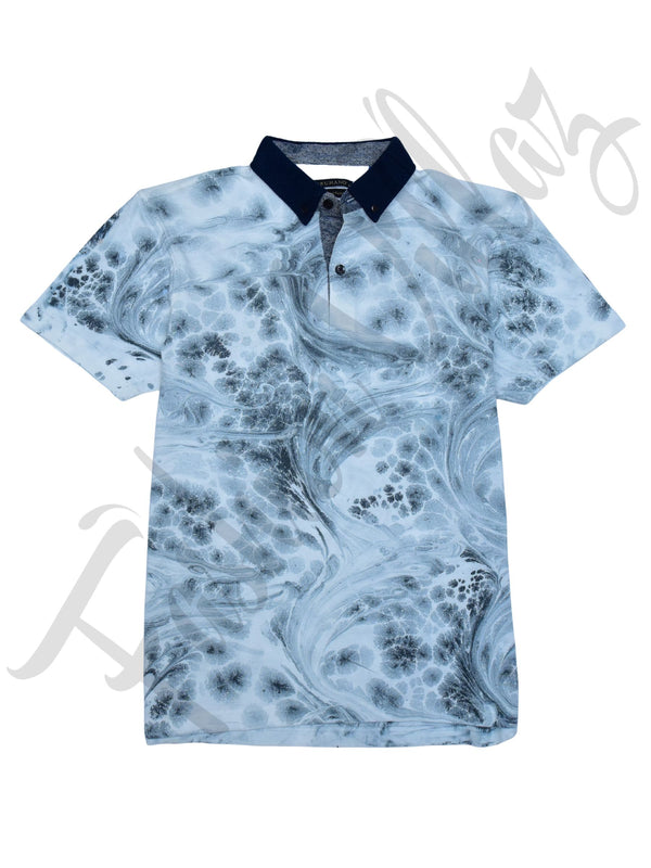 Light Blue Printed Polo