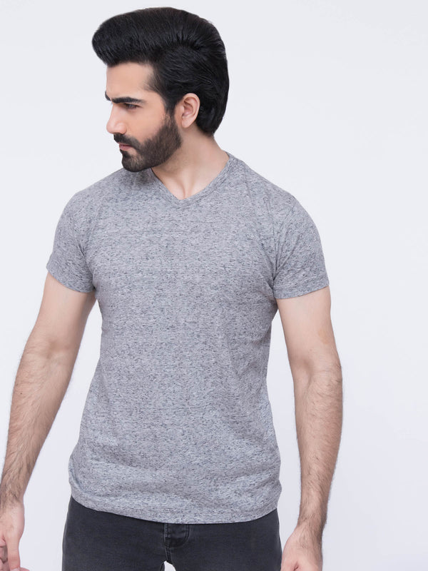 Marl Grey V-neck Neck T-Shirt