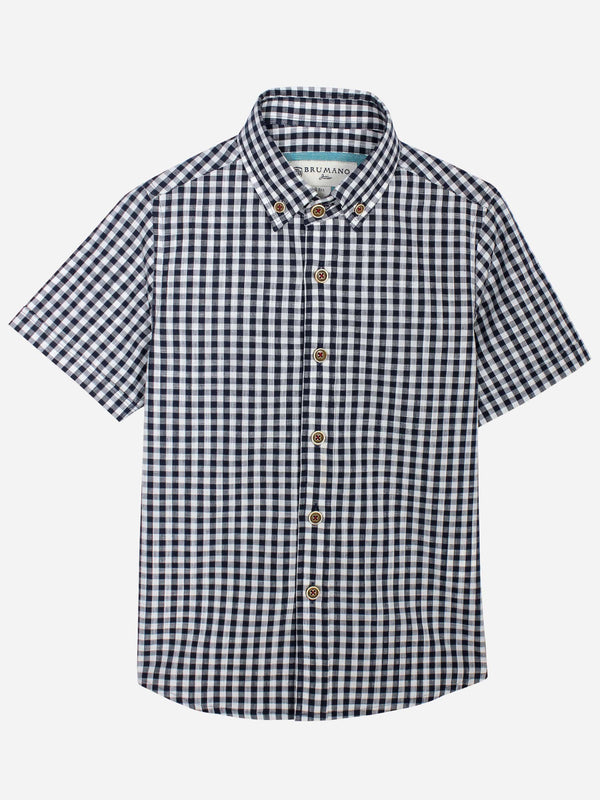 Black Gingham Casual Half Sleeve Shirt