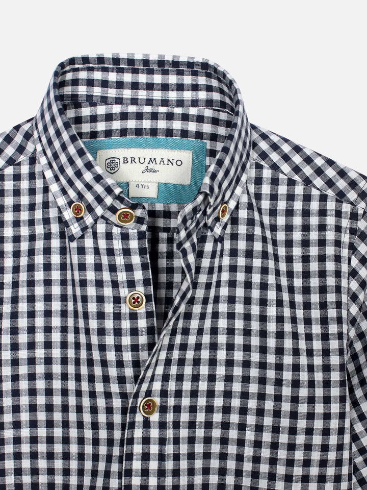 Black Gingham Casual Half Sleeve Shirt