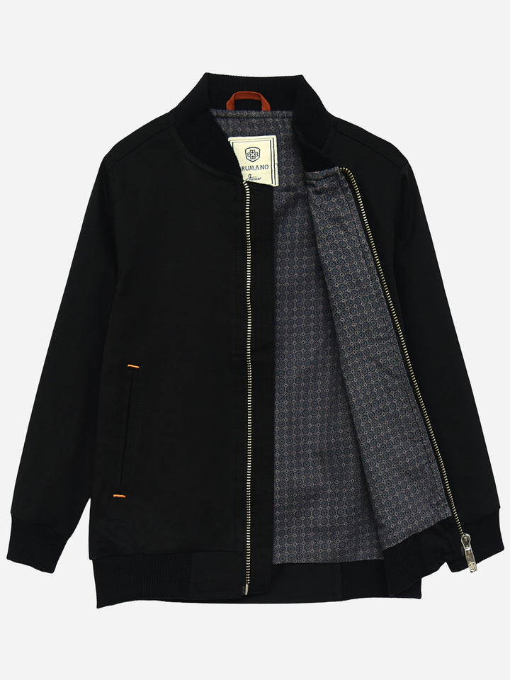 Black Casual Cotton Bomber Jacket Brumano Pakistan