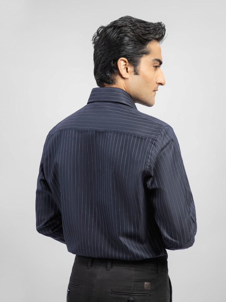 Black Herringbone Striped Formal Shirt Brumano Pakistan