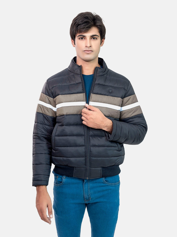 Black & Olive Nylon Puffer Jacket Brumano Pakistan