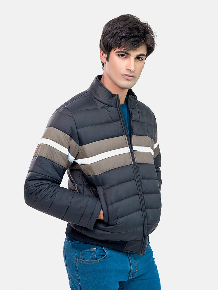 Black & Olive Nylon Puffer Jacket Brumano Pakistan