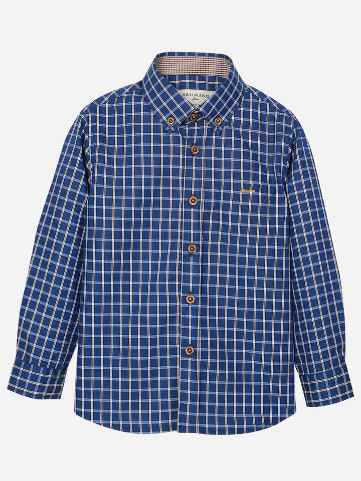 Blue Button Down Casual Check Shirt