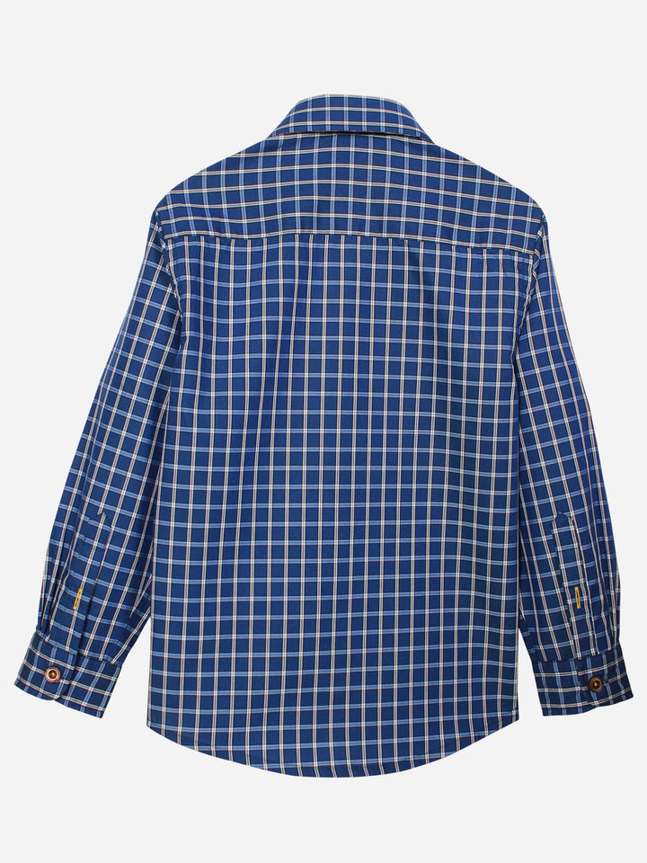 Blue Button Down Casual Check Shirt