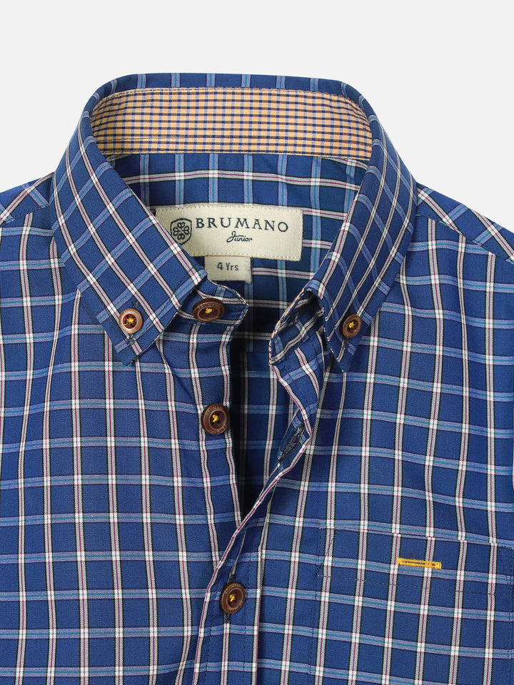 Blue Button Down Casual Check Shirt