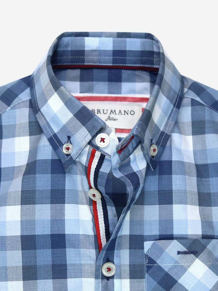 Blue Button Down Half Sleeve Check Shirt brumano Pakistan