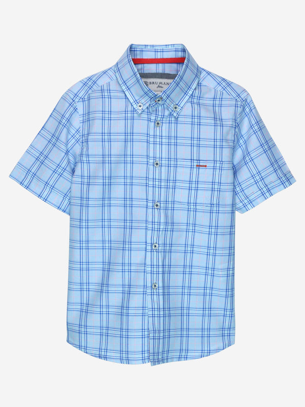 Blue Casual Check Shirt With Red Detailing Brumano Pakistan