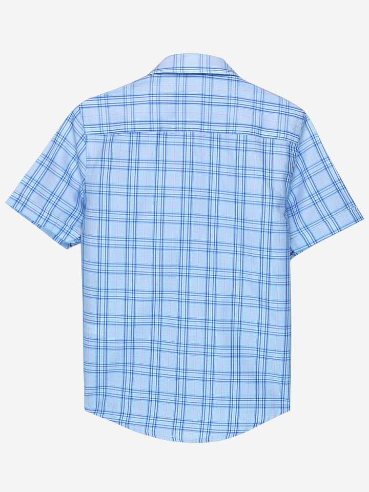 Blue Casual Check Shirt With Red Detailing Brumano Pakistan