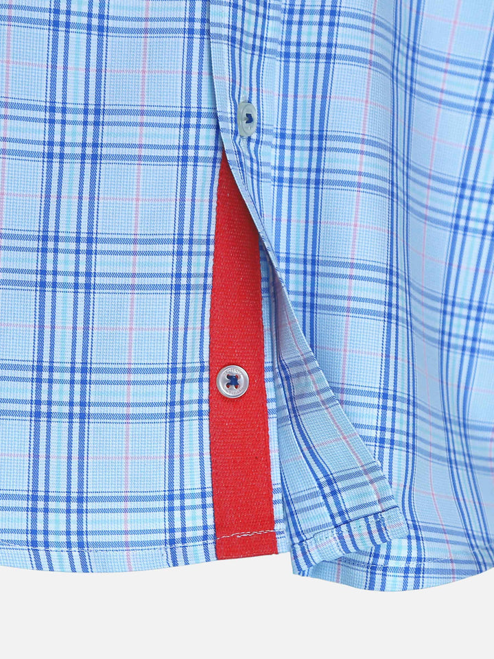 Blue Casual Check Shirt With Red Detailing Brumano Pakistan