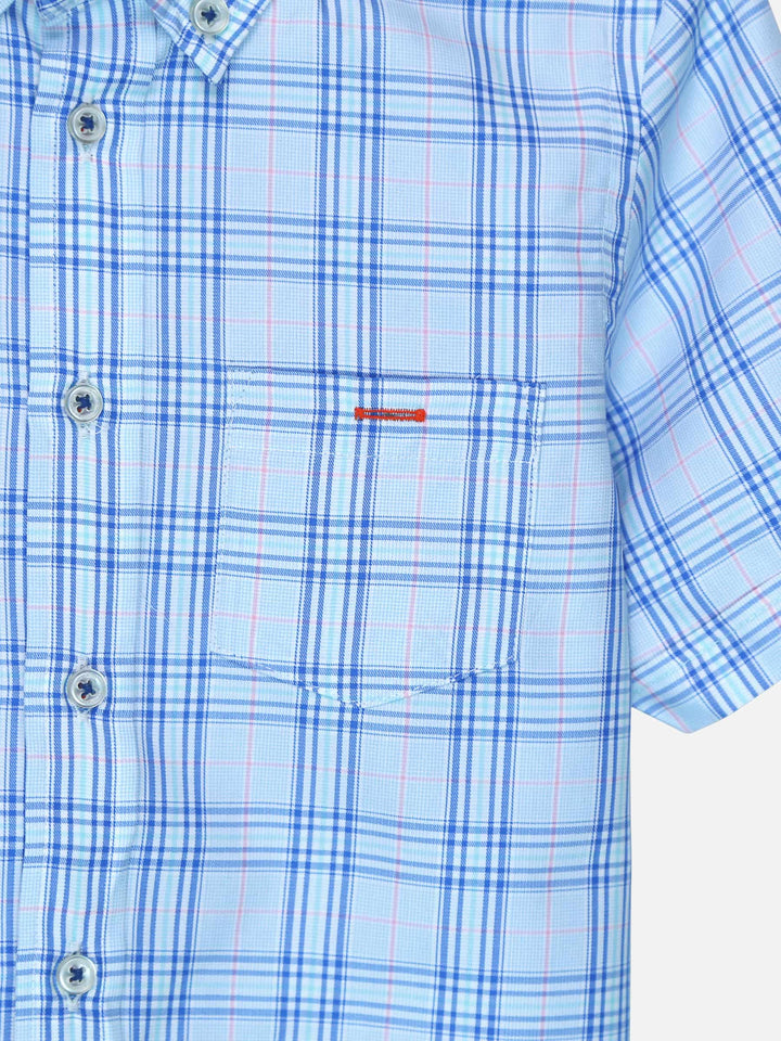 Blue Casual Check Shirt With Red Detailing Brumano Pakistan