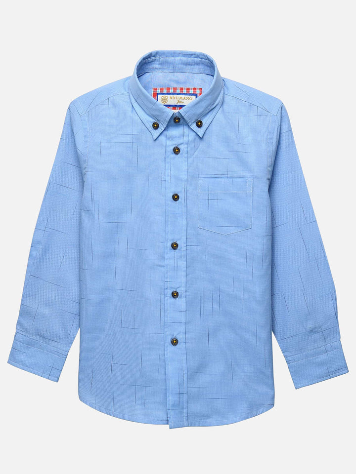 Blue Check Slub Patterned Casual Shirt Brumano Pakistan