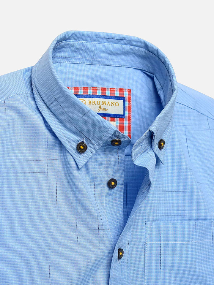 Blue Check Slub Patterned Casual Shirt Brumano Pakistan