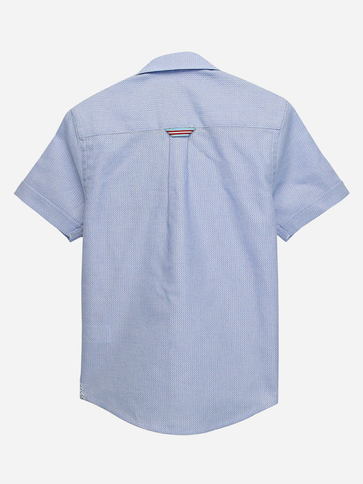 Blue Dobby Short Sleeve Casual Shirt With Detailing Brumano Pakistan