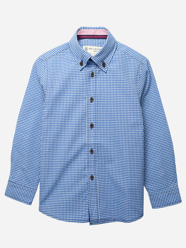 Blue Gingham Casual Long Sleeve Shirt Brumano Pakistan