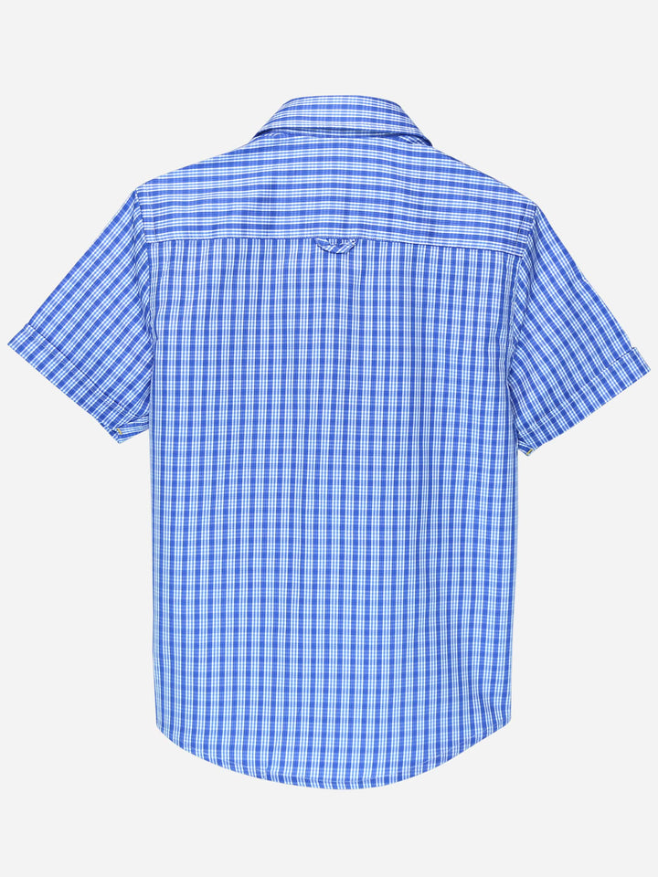 Blue Gingham Casual Short Sleeves Shirt Brumano Pakistan