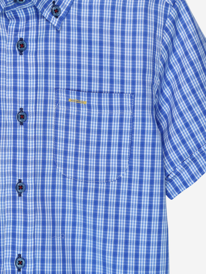 Blue Gingham Casual Short Sleeves Shirt Brumano Pakistan