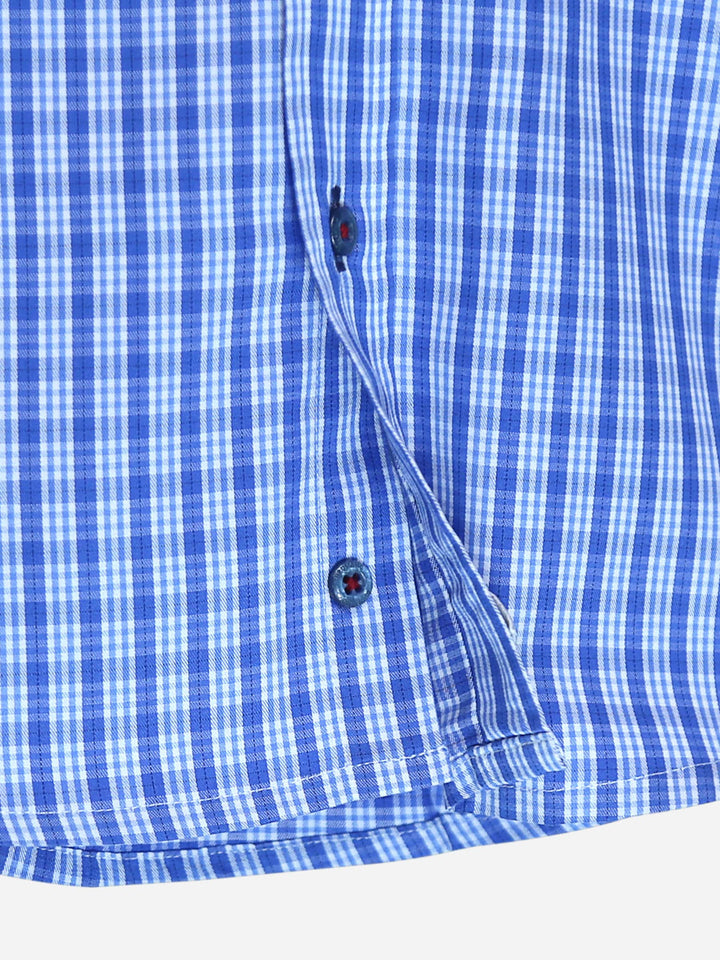 Blue Gingham Casual Short Sleeves Shirt Brumano Pakistan