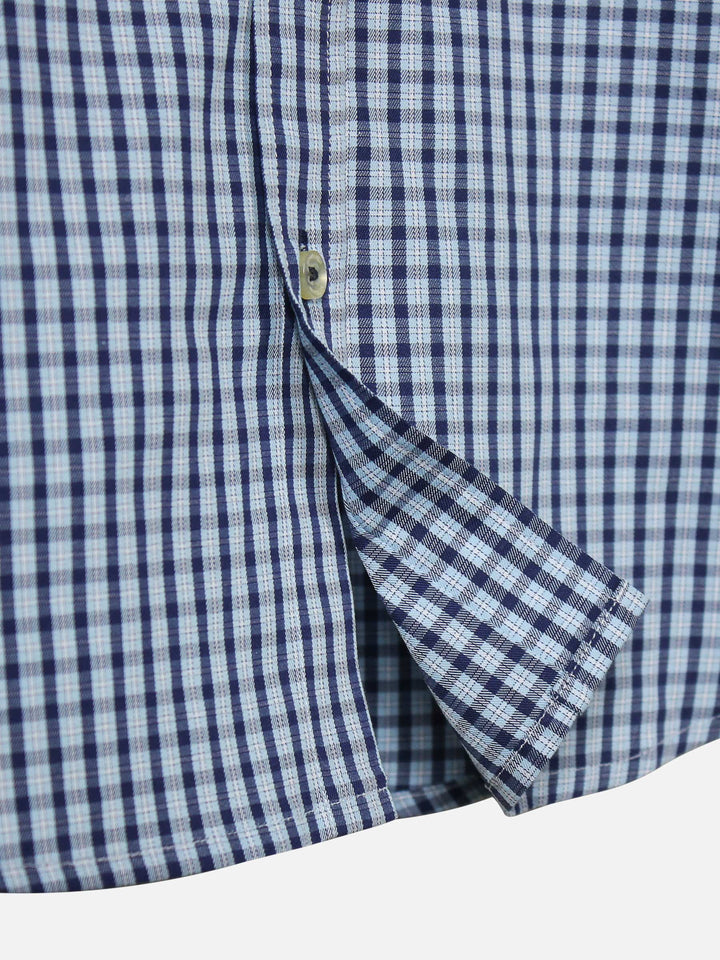 Blue Gingham Check Casual Shirt