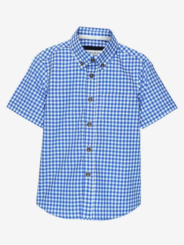 Blue Gingham Half Sleeve Casual Check Shirt Brumano Pakistan