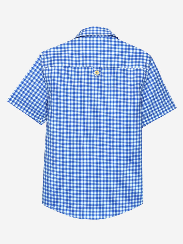 Blue Gingham Half Sleeve Casual Check Shirt Brumano Pakistan