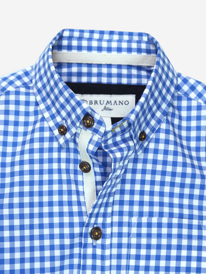 Blue Gingham Half Sleeve Casual Check Shirt Brumano Pakistan