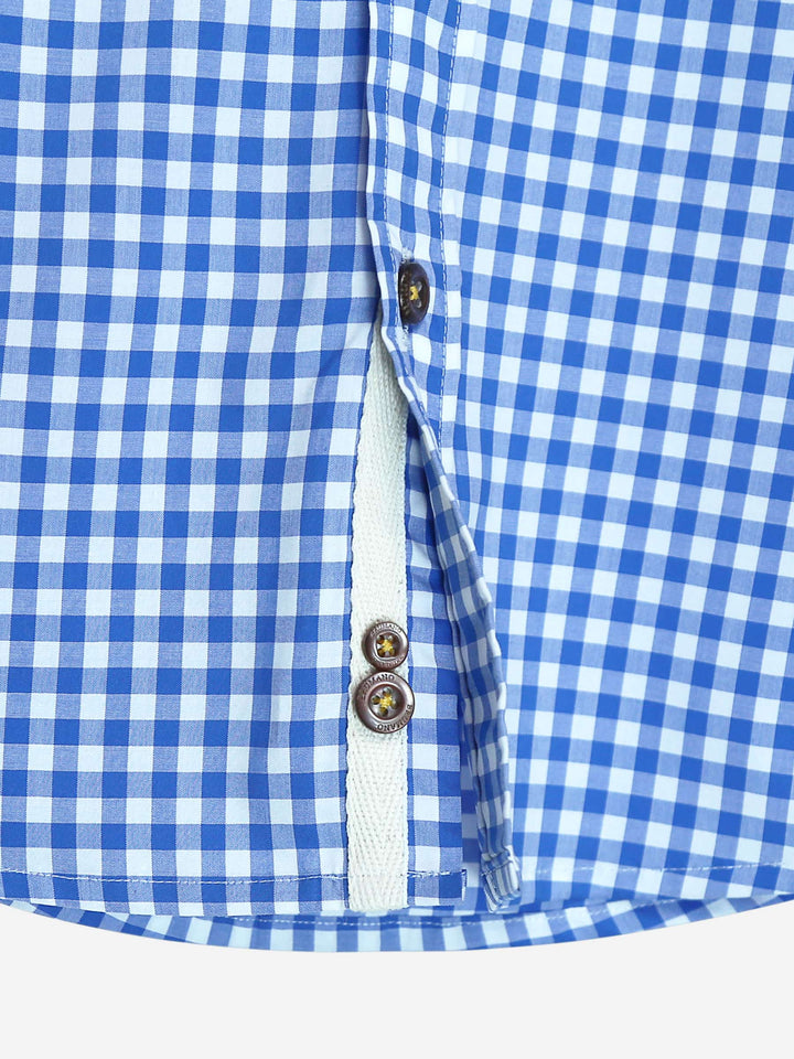 Blue Gingham Half Sleeve Casual Check Shirt Brumano Pakistan