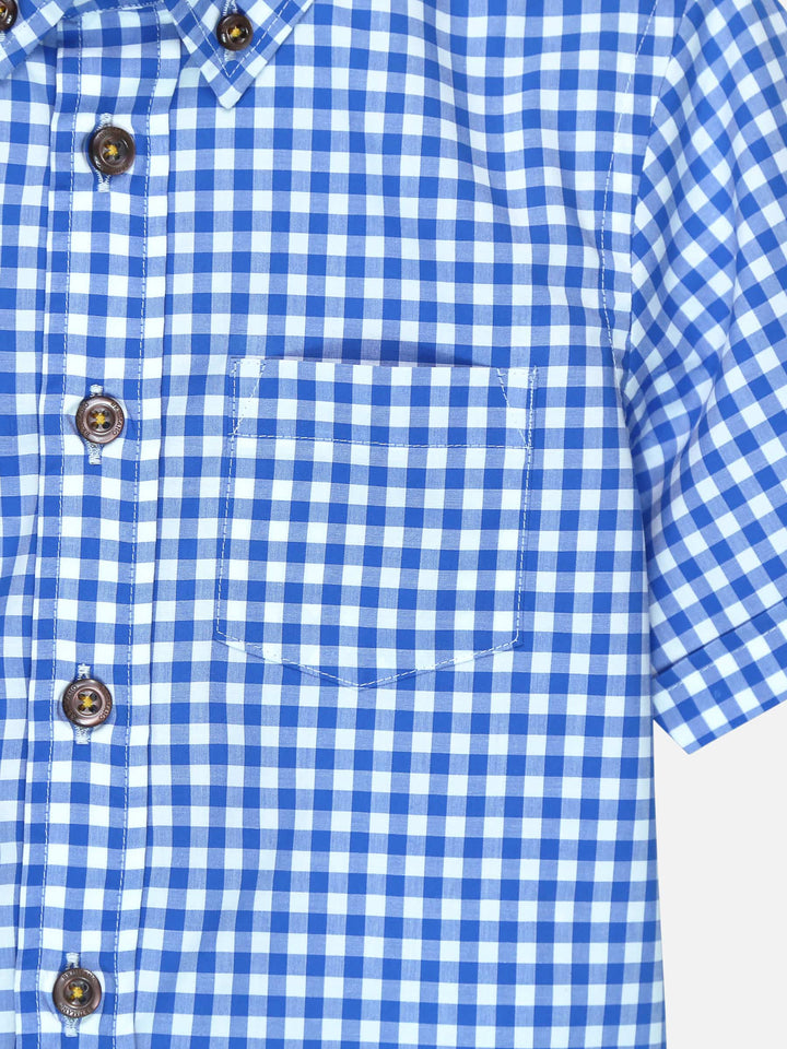 Blue Gingham Half Sleeve Casual Check Shirt Brumano Pakistan