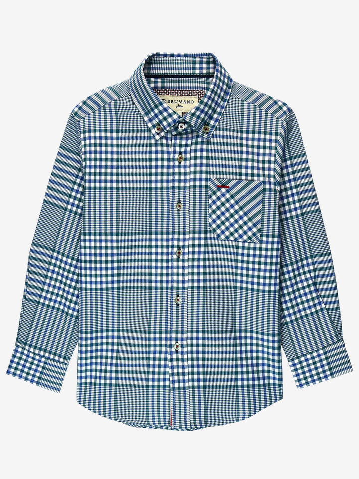 Blue & Green Casual Checkered Shirt Brumano Pakistan