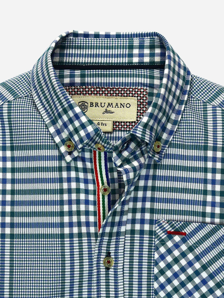 Blue & Green Casual Checkered Shirt Brumano Pakistan