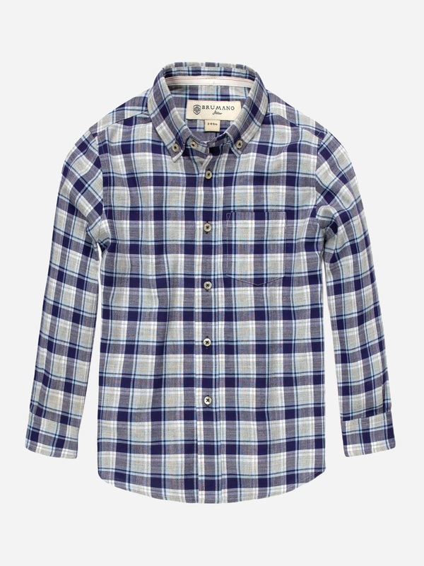 Blue & Grey Casual Check Shirt