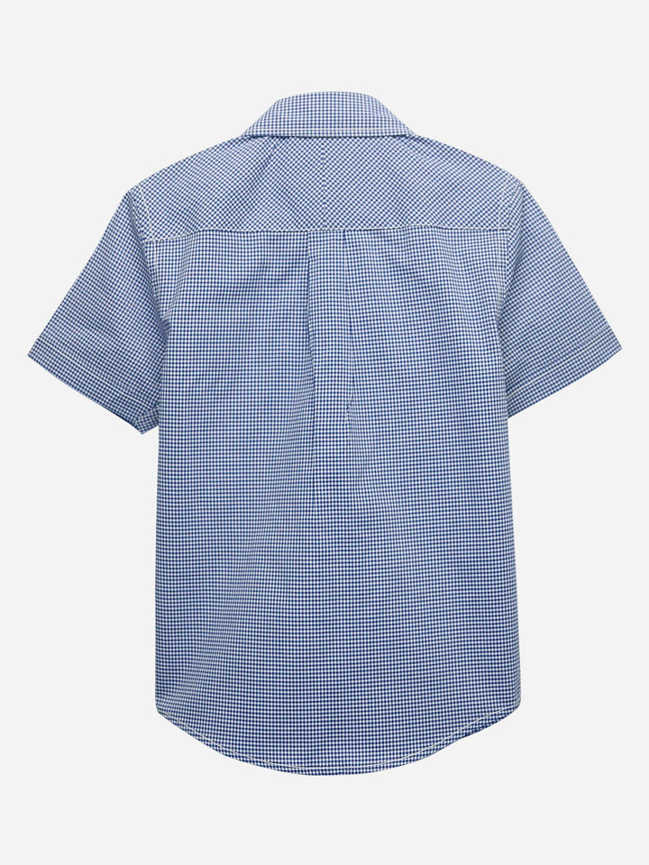 Blue Micro Gingham Short Sleeve Casual Shirt Brumano Pakistan