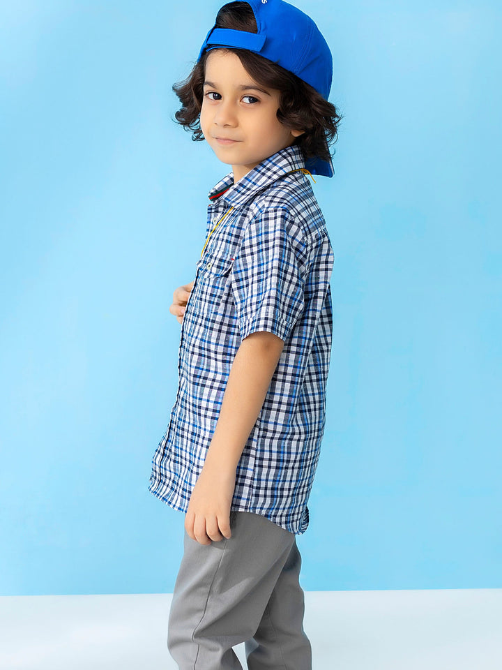 Blue Neppy Checkered Short Sleeve Casual Shirt Brumano Pakistan