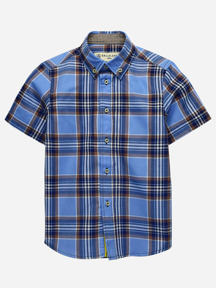 Blue & Orange Checkered Casual Shirt Brumano Pakistan