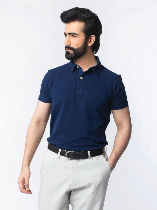 Blue Pique Polo