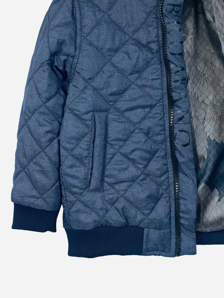 Blue Quilted Mock Neck Casual Jacket Brumano Pakistan