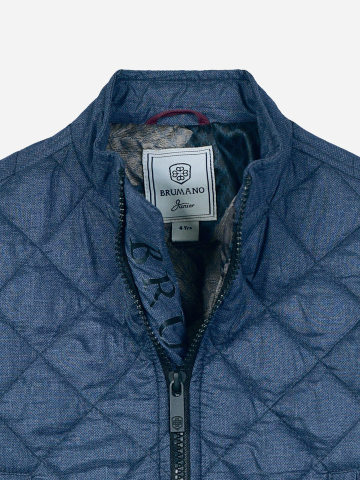 Blue Quilted Mock Neck Casual Jacket Brumano Pakistan