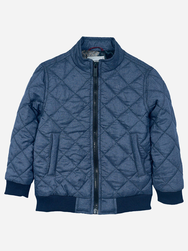 Blue Quilted Mock Neck Casual Jacket Brumano Pakistan