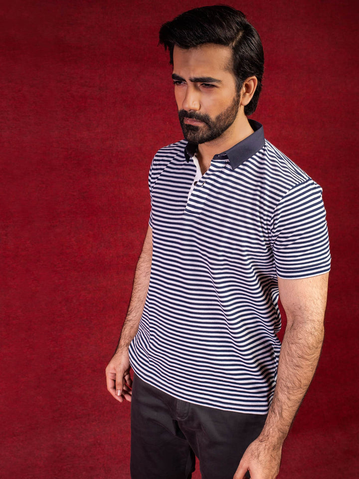 Blue Striped Polo Shirt