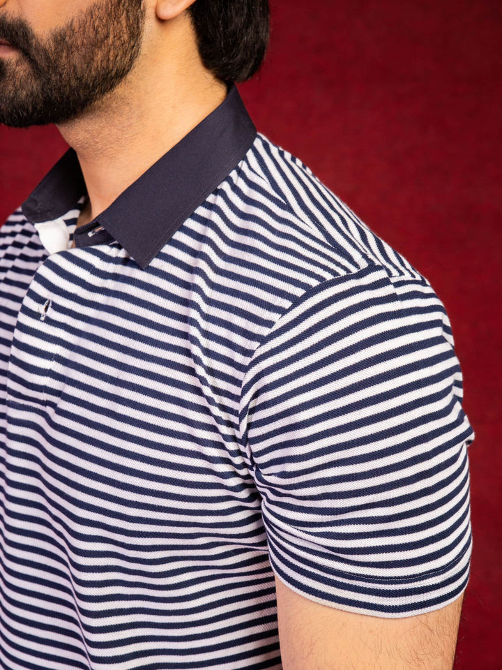 Blue Striped Polo Shirt