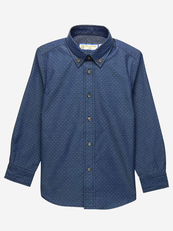 Blue Structured Button Down Casual Shirt Brumano Pakistan